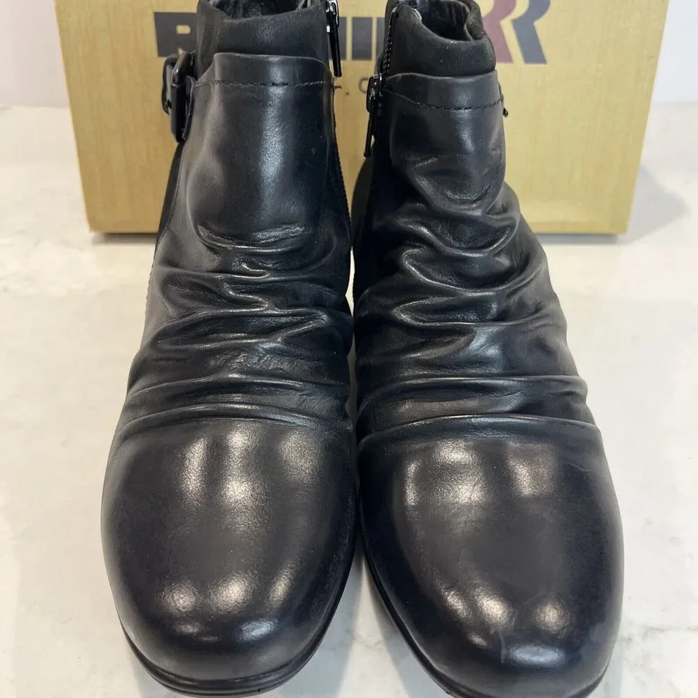 Romika NEW Womens EU36 US‎ 5-5.5 Banja Black Leather Ruched Ankle Boots Comfort
